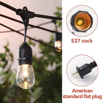 Wetterfeste LED Lichterkette mit E27 Fassung und 220V Anschluss