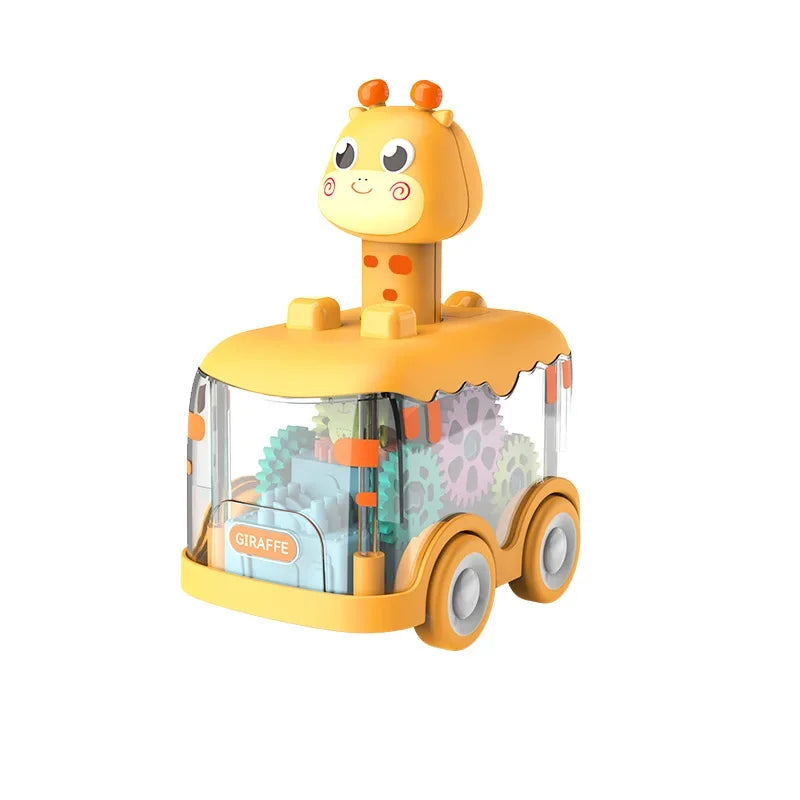 Interaktives Kinderfahrzeug – Transparentes Turbo-Auto mit Lichtern und Zahnrädern