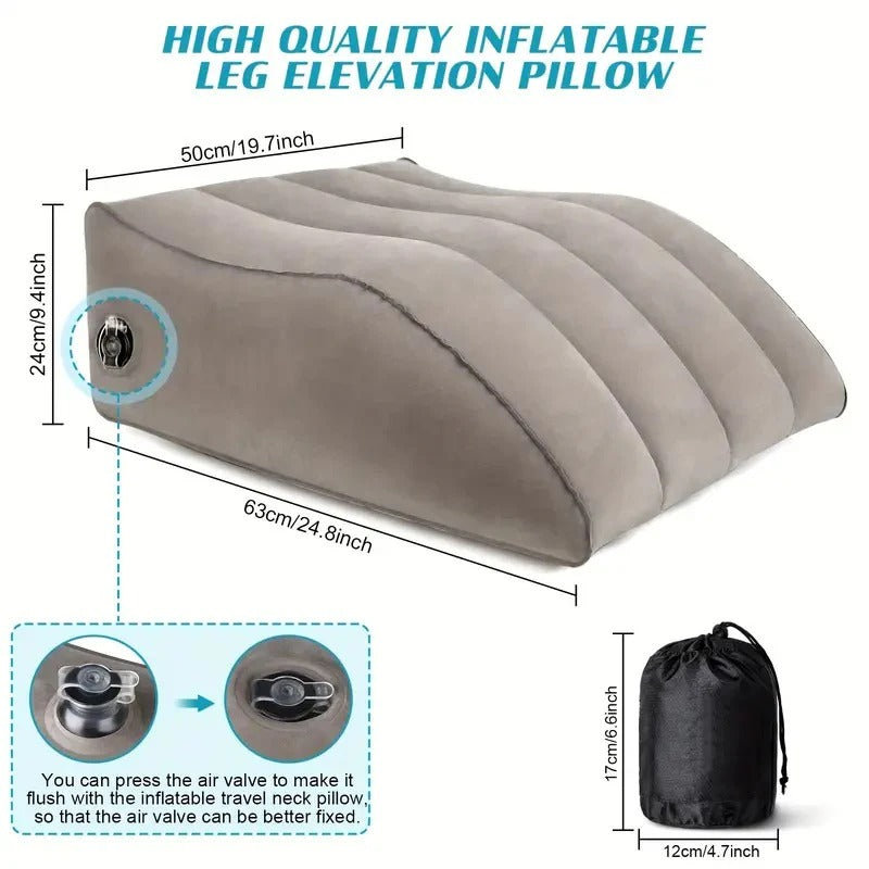 Aufblasbares Beinpillow mit Höhenverstellung und Stauraum