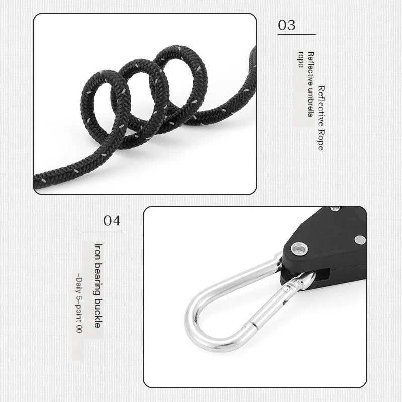 Verstellbare Zeltschnüre mit Rollenschnalle – 4er Set