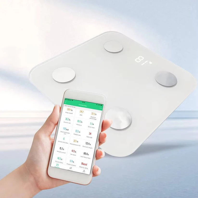 Intelligente Körperwaage zur Analyse von BMI und Körperzusammensetzung