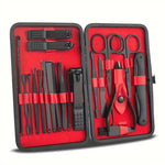 Vielseitiges Nagelpflege-Set aus Edelstahl mit Reisetasche, 24 Teile