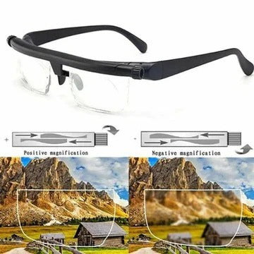 Verstellbare Brille für klare Nah- und Fernsicht
