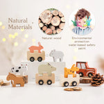Holz-Tierzug für Kinder – Bauernhof-Spielzeug mit beweglichen Rädern