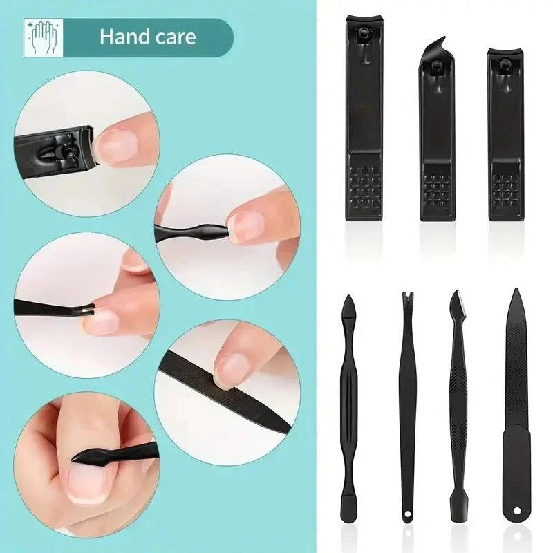Praktisches 24-teiliges Nagelpflege-Set in Lederetui