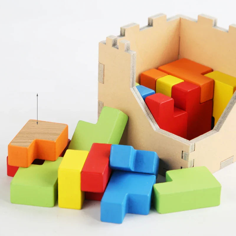 3D Holzpuzzle Tetris – Herausforderndes Spiel für Kinder und Erwachsene