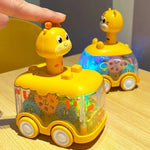 Interaktives Kinderfahrzeug – Transparentes Turbo-Auto mit Lichtern und Zahnrädern