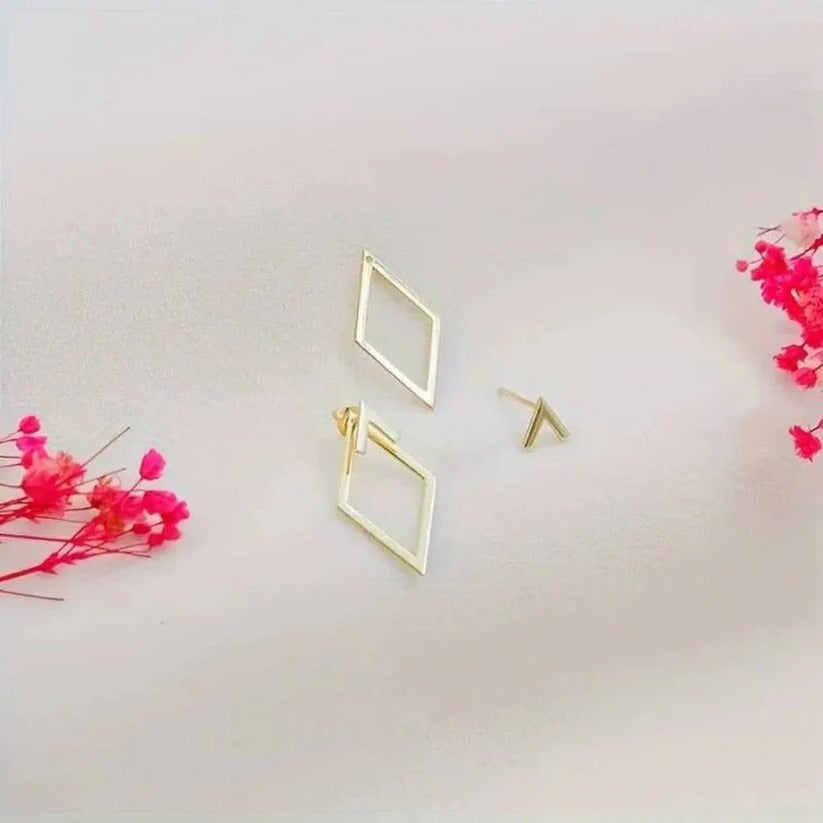 Elegante Geometrische Ohrhänger aus Edelstahl in Gold und Silber