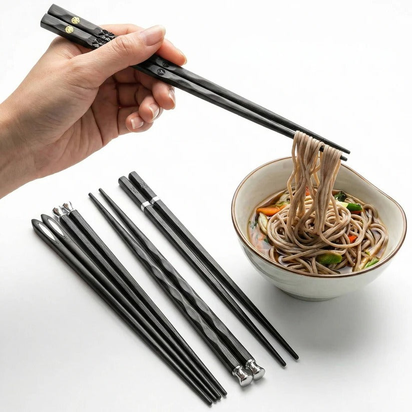 Nachhaltiges Essstäbchen-Set mit Anti-Rutsch-Griff – 5 Paare