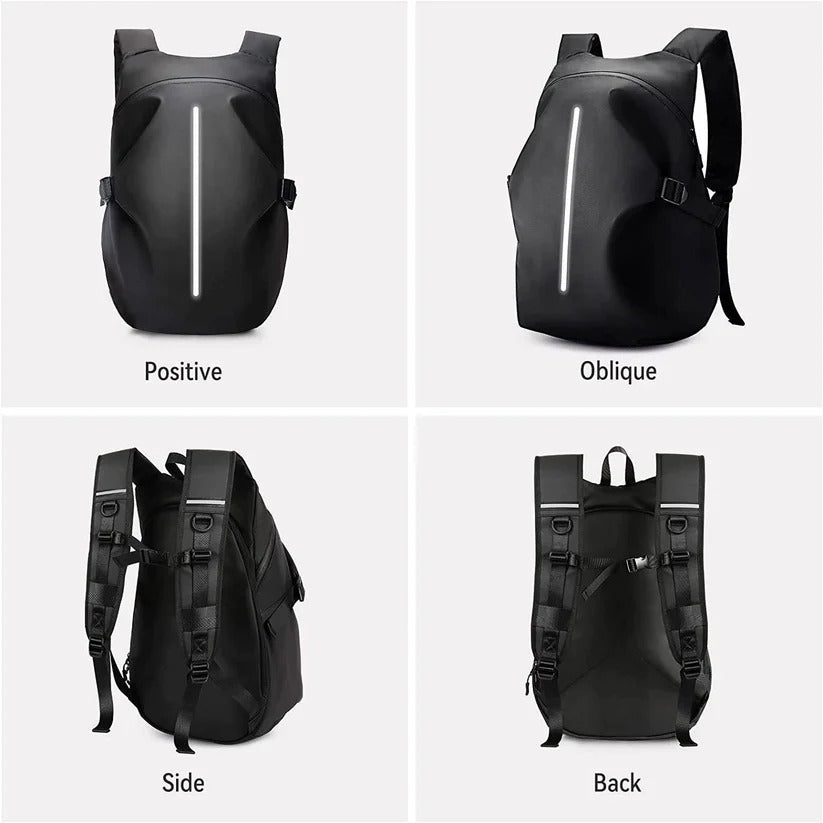 Motorradhelm-Rucksack 40L mit Laptopfach und Reflexstreifen