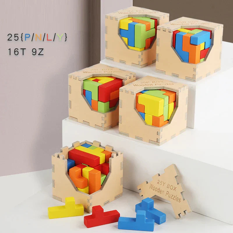 3D Holzpuzzle Tetris – Herausforderndes Spiel für Kinder und Erwachsene