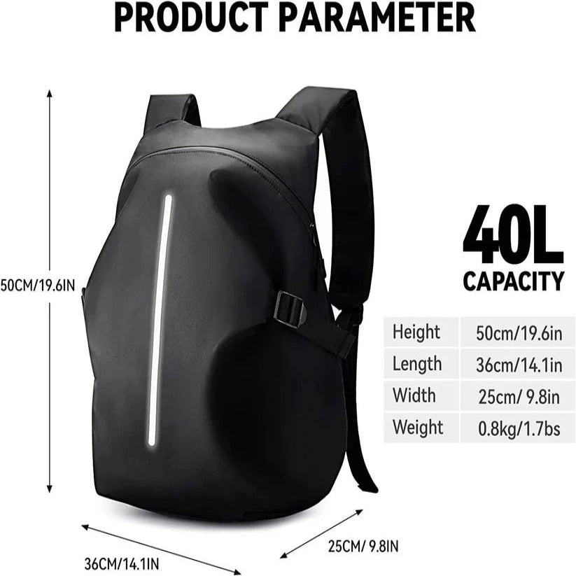 Motorrad Rucksack 40L mit Laptopfach und Reflektoren