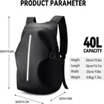 Motorradhelm-Rucksack 40L mit Laptopfach und Reflexstreifen