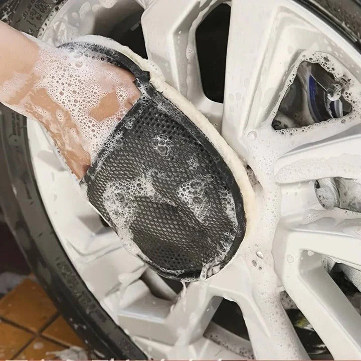 Vielseitiges Mikrofasertuch für die Fahrzeugreinigung mit Wolle und Netz