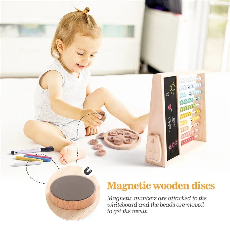 Holz-Abakus mit Magneten für Kinder – Zahlen- und Farben-Lernspielzeug
