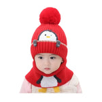 Strickmützen- und Schal-Set für Kinder im Pinguin-Design