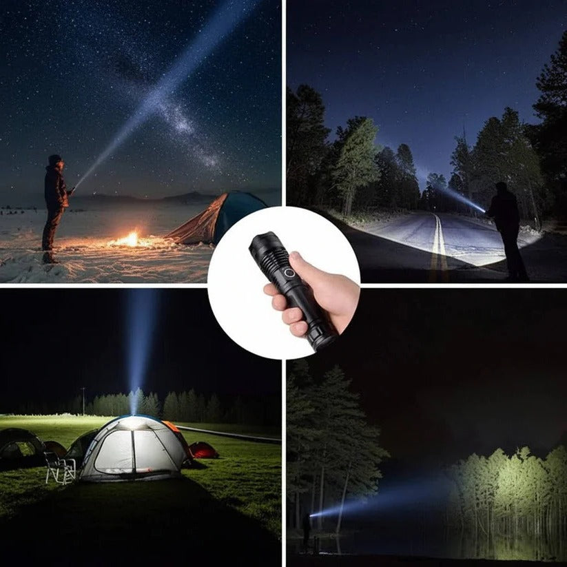 Akku-Betriebene Aluminium-Taschenlampe mit Batteriestatusanzeige