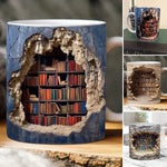 Tassendesign mit 3D-Bücherregal aus Keramik