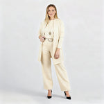 Dreiteiliges Lounge-Set für Damen: Cardigan, Top und Hose