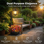 Solarleuchte mit integriertem Blumentopf – warmes Licht für den Garten