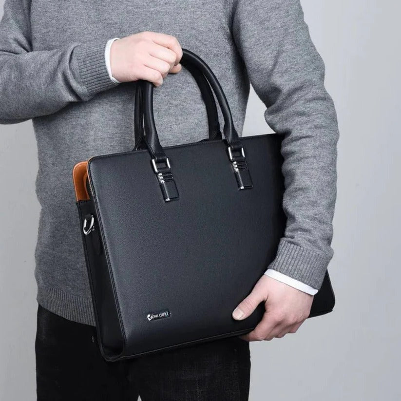 Hochwertige Laptop Schultertasche aus Leder für 14 bis 15 Zoll Laptops