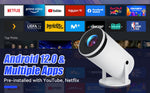 Tragbarer Mini-Projektor mit Android 12 und 130 Zoll Projektion