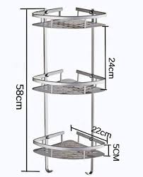 Platzsparendes Aluminium-Eckregal für Badezimmer – Silber