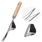 Effizienter Unkrautstecher mit ergonomischem Holzgriff