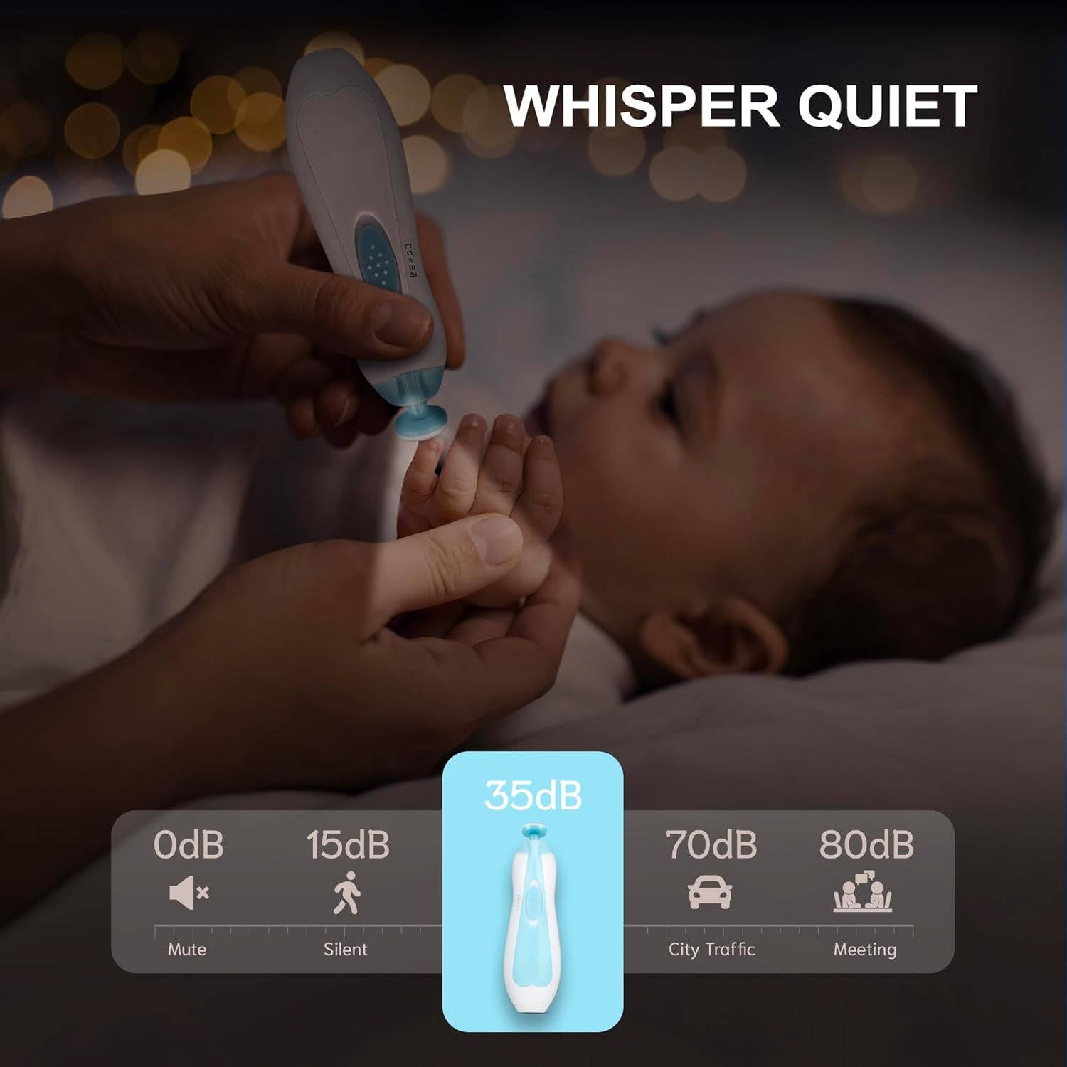 Elektrischer Nagelpfleger für Babys mit Sicherheitsstopp und LED-Beleuchtung, 21-teiliges Set