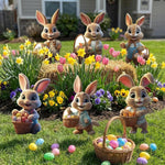 Fröhliche Osterhasen-Schilderset für den Garten, 6 Stück