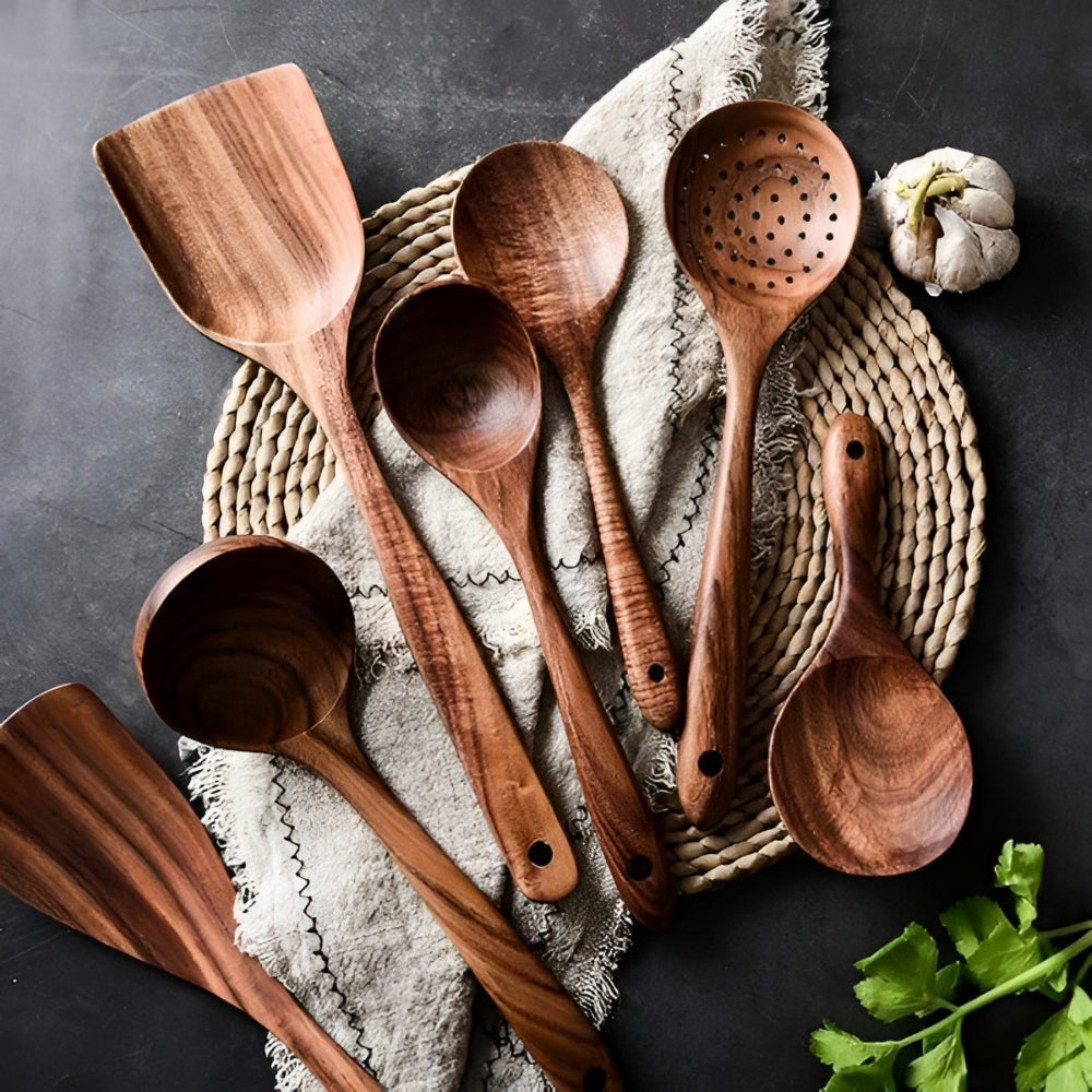Natürliche Holz Küchenhelfer Set für Ihr Kocherlebnis