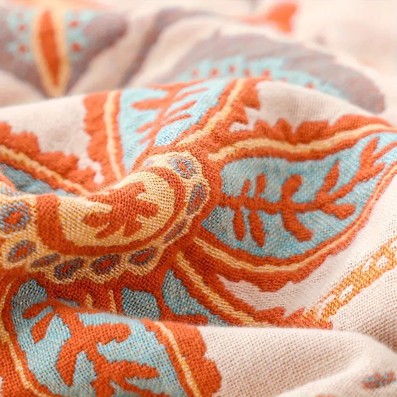 Gemusterte Boho-Decke aus 100% Baumwolle | Stilvolle Wohntextilien