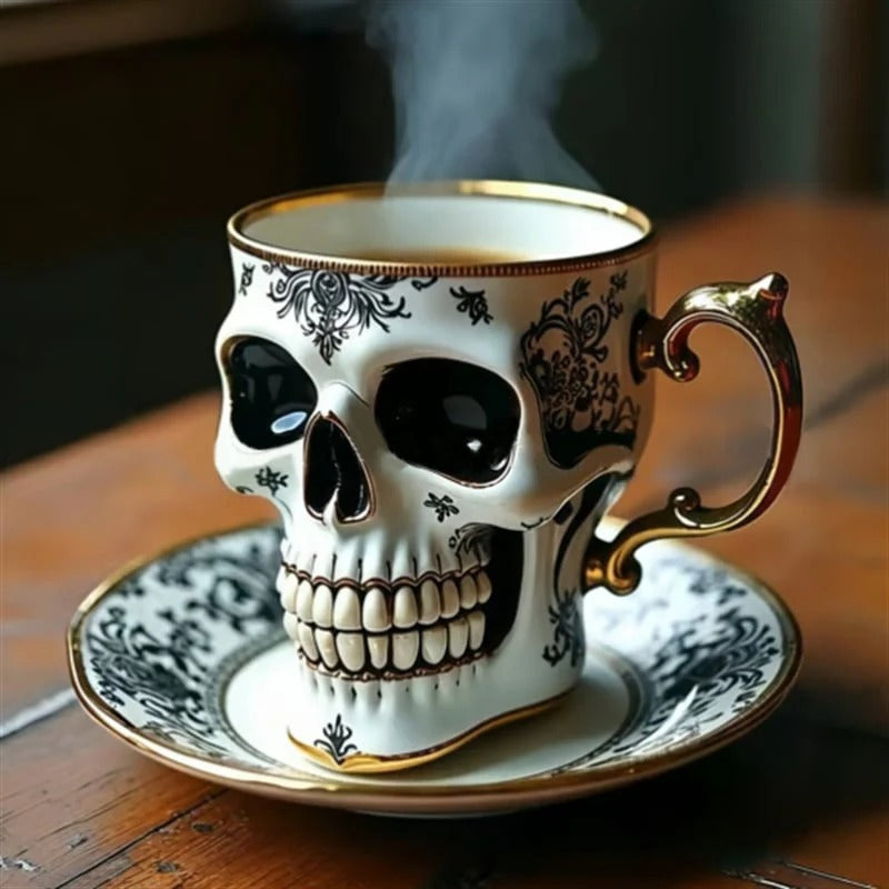 Gothic Schädel Becher Noctura – Handbemalte Dekoration mit Kunstmotiv