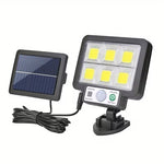 Solarbetriebene Außenbeleuchtung mit Bewegungsmelder – 72 COB LEDs, Fernbedienung, Wetterfeste Gartenbeleuchtung