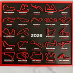 3D Printed 2026 Racing Calendar - F1 Tracks Wall Art with Display Stand