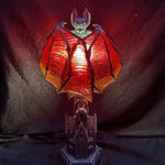 Gloomy Bat Lamp with Red Wings - Handcrafted Light with Cathedral Base for Stylish Living