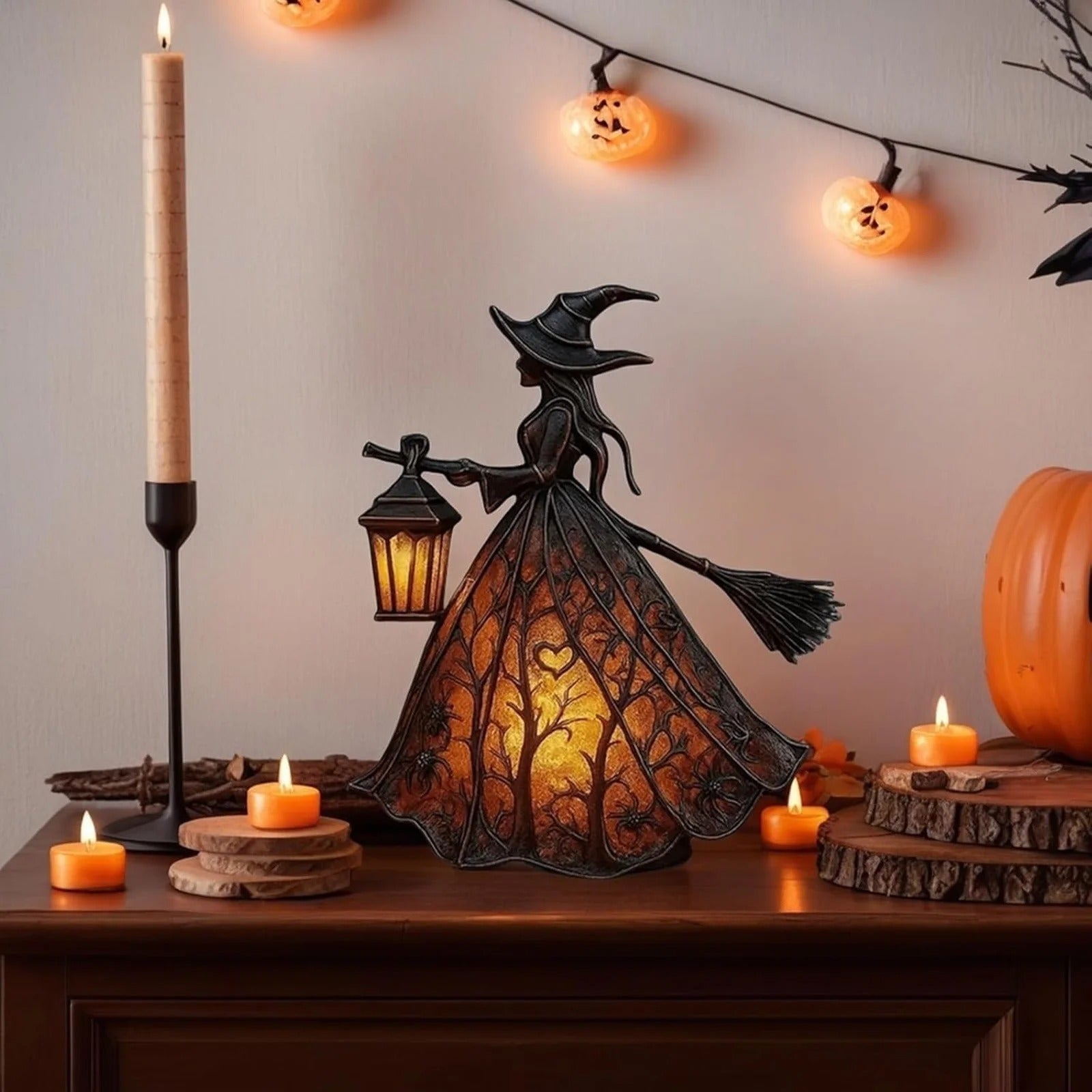 Halloween Hexenlampe Mystica – LED Dekolampe für Innenräume