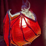 Gloomy Bat Lamp with Red Wings - Handcrafted Light with Cathedral Base for Stylish Living