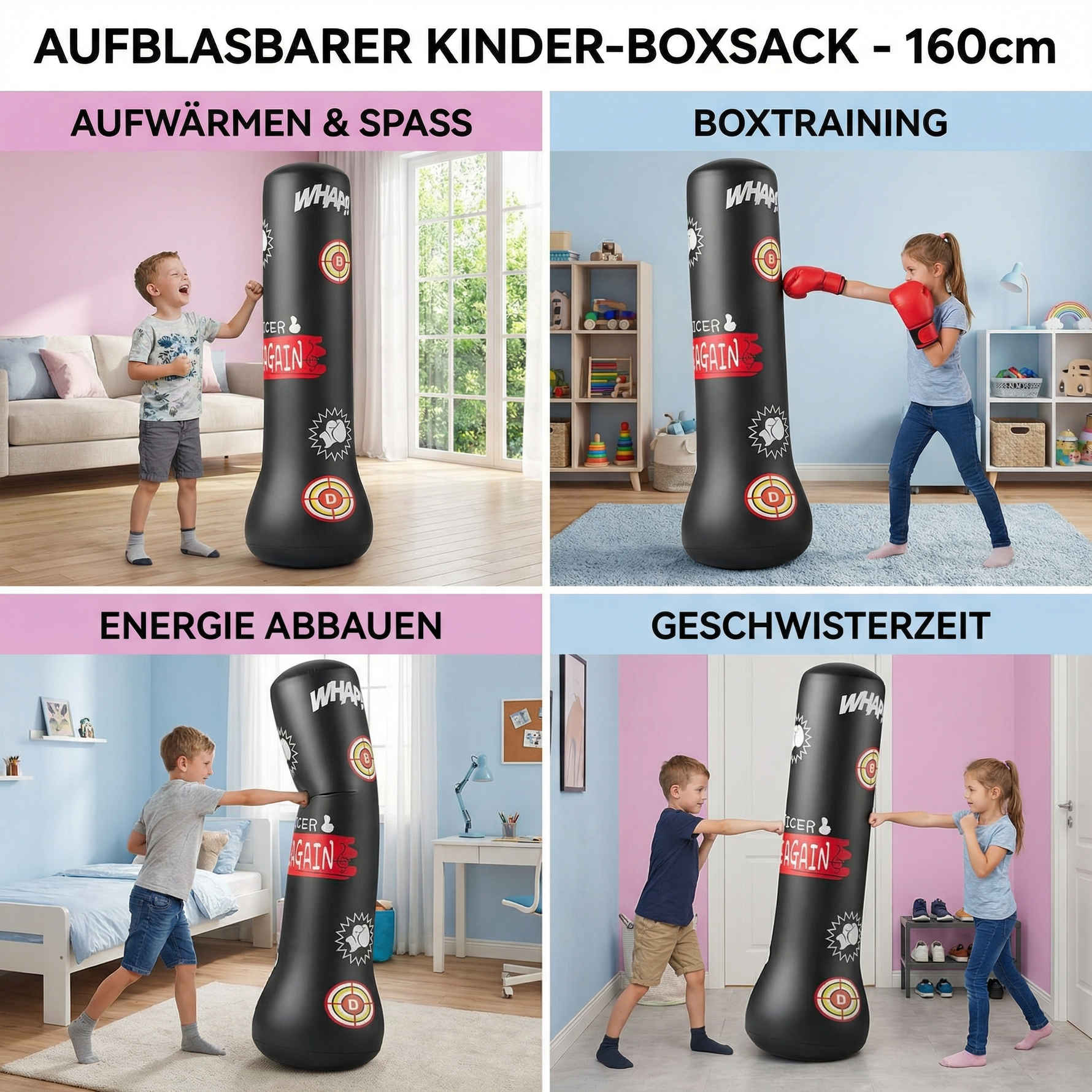 Boxsack für Kinder – Aufblasbar und mit Wasser gefüllt