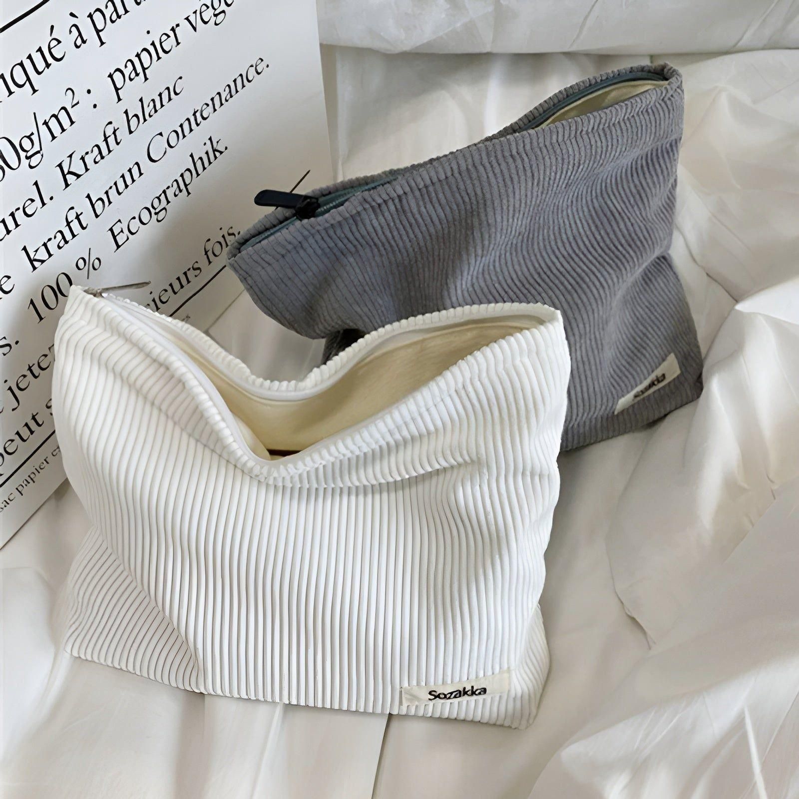 Geräumige Cord-Tasche für Kosmetik – Organizer Bag