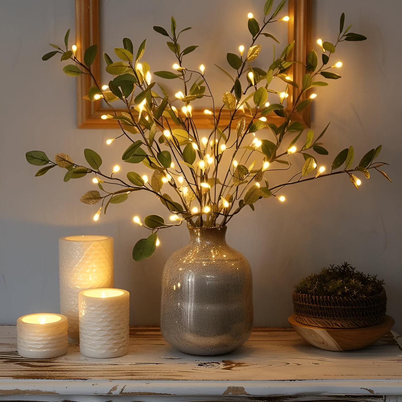 LED Lampe aus natürlichem Olivenzweig – EverLeaf Licht für stimmungsvolle Beleuchtung
