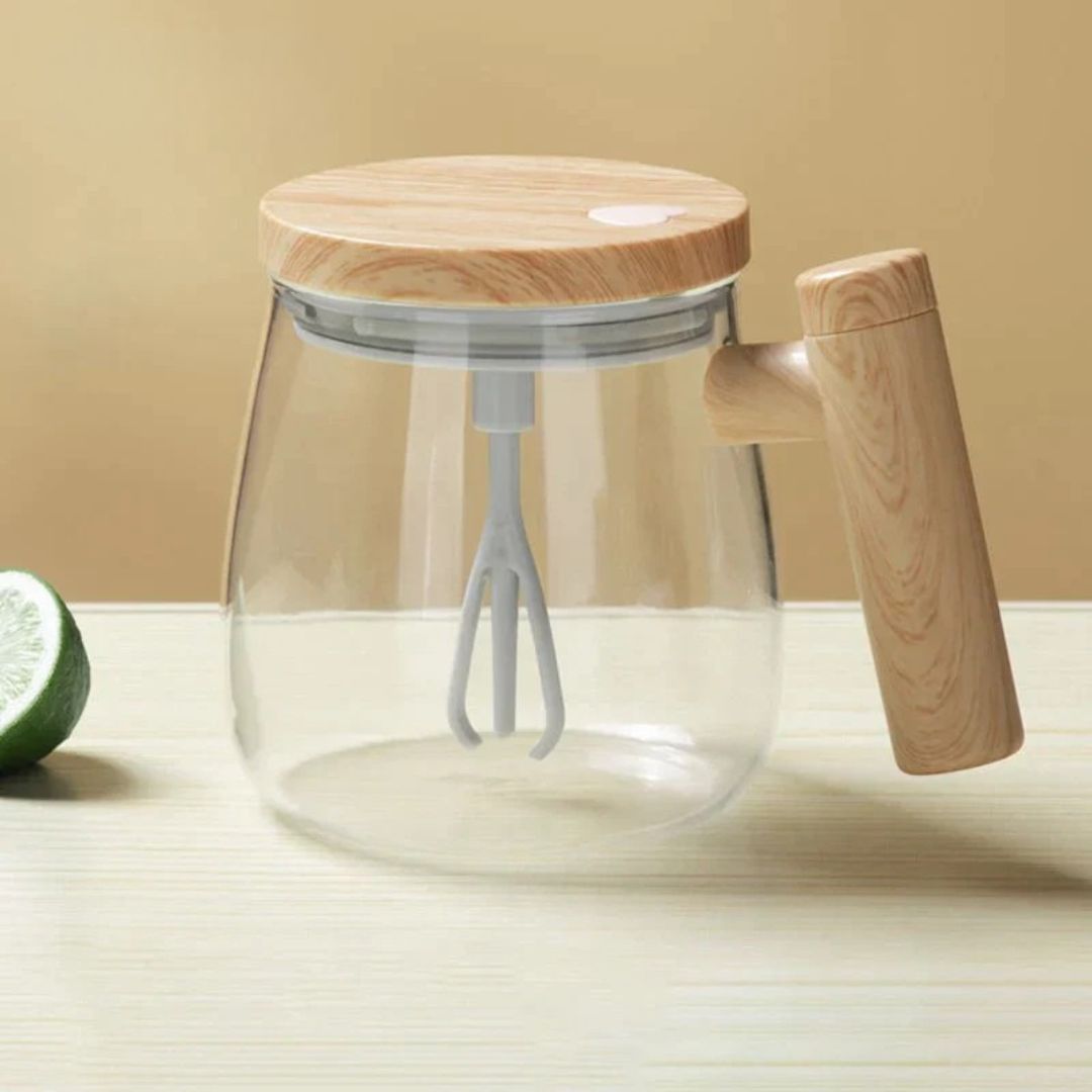 Automatische Kaffeetasse mit Holzgriff – Innovativer Genuss