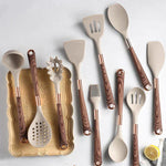 Kochtopfset Eleganza – 10-teiliges Silikon-Küchen-Set mit Holzgriff