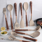Kochtopfset Eleganza – 10-teiliges Silikon-Küchen-Set mit Holzgriff