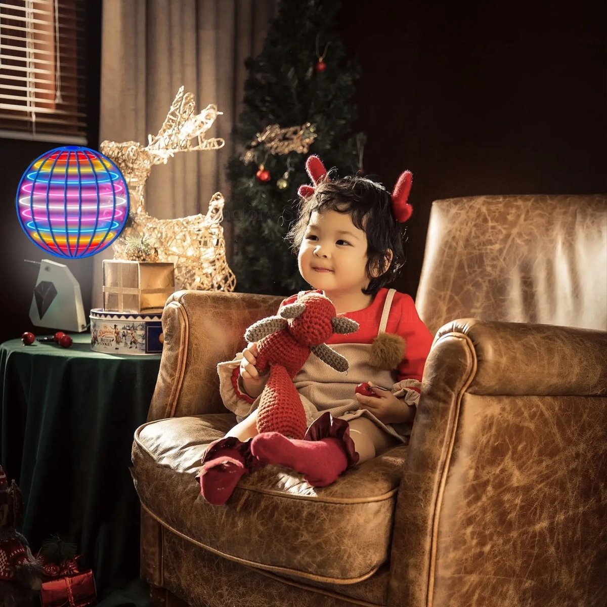 360-Degree Flying Orb Toy for Kids with Colorful LED Lights