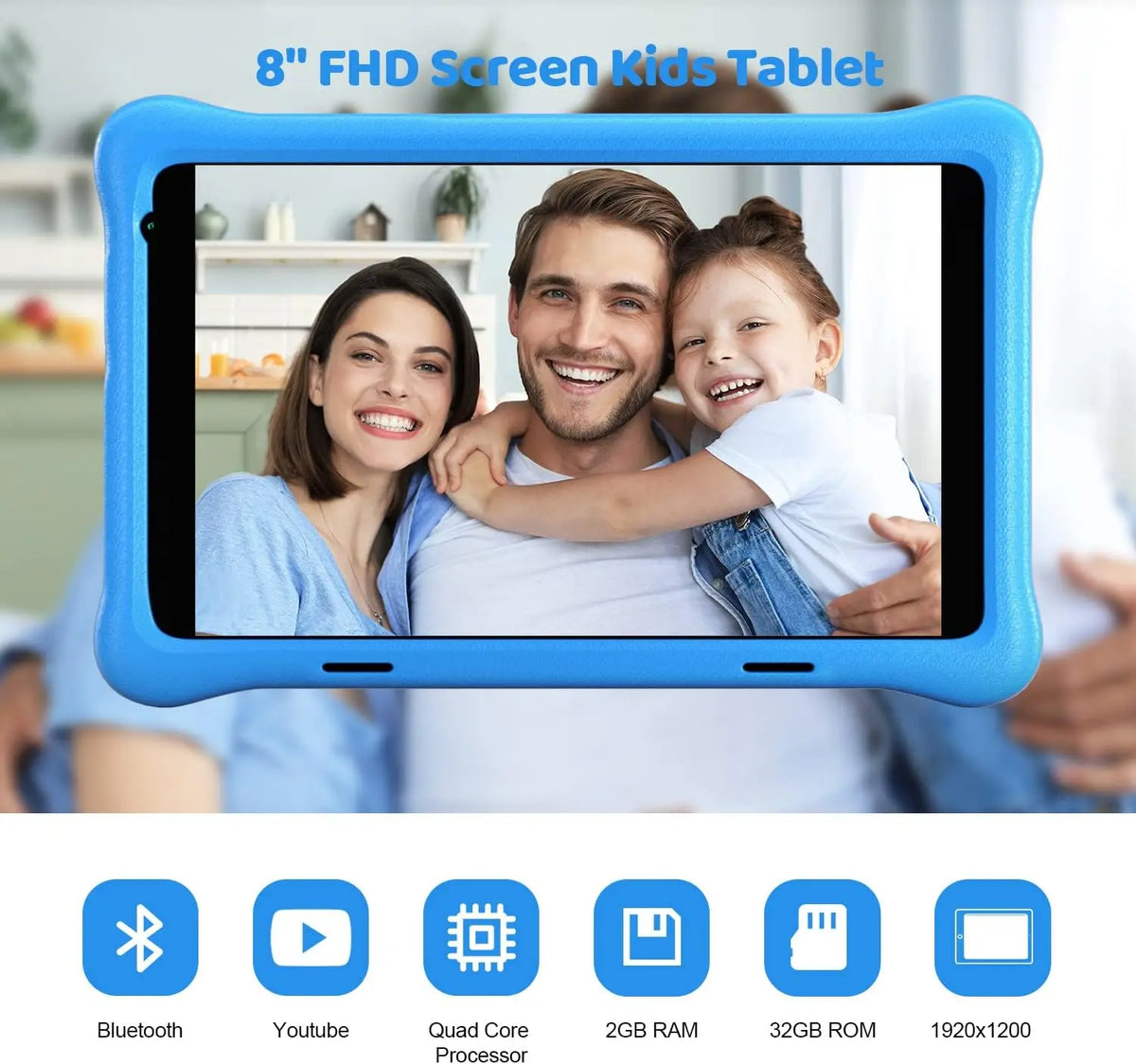 8-Inch Learning Tablet for Children - Parental Controls & Eye Safety