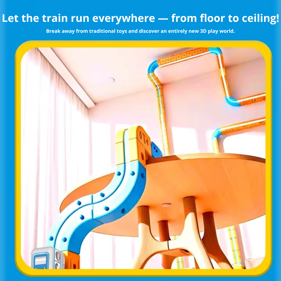 Electric Train Set with Magnetic Track for Kids - Build and Play