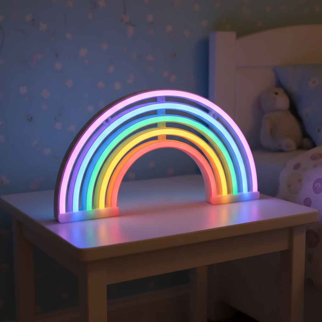 Neon Rainbow Table Lamp for Kids – Cozy Lighting for Relaxing Atmosphere