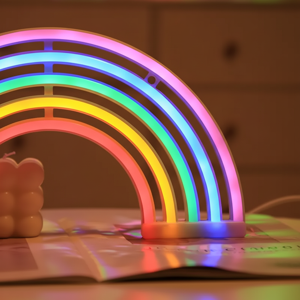 Neon Rainbow Table Lamp for Kids – Cozy Lighting for Relaxing Atmosphere