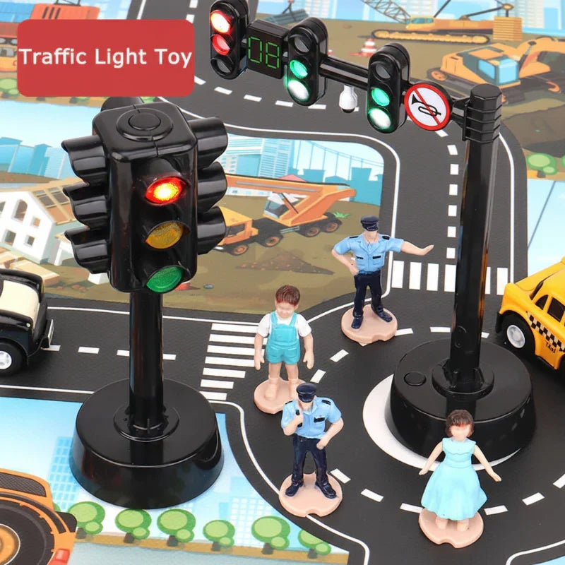 Traffic Signal and Vehicle Playset for Children's Learning